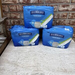(Lot of 3) FitRight Underwear Extra Absorbency Brief Size Medium 60 Total Count